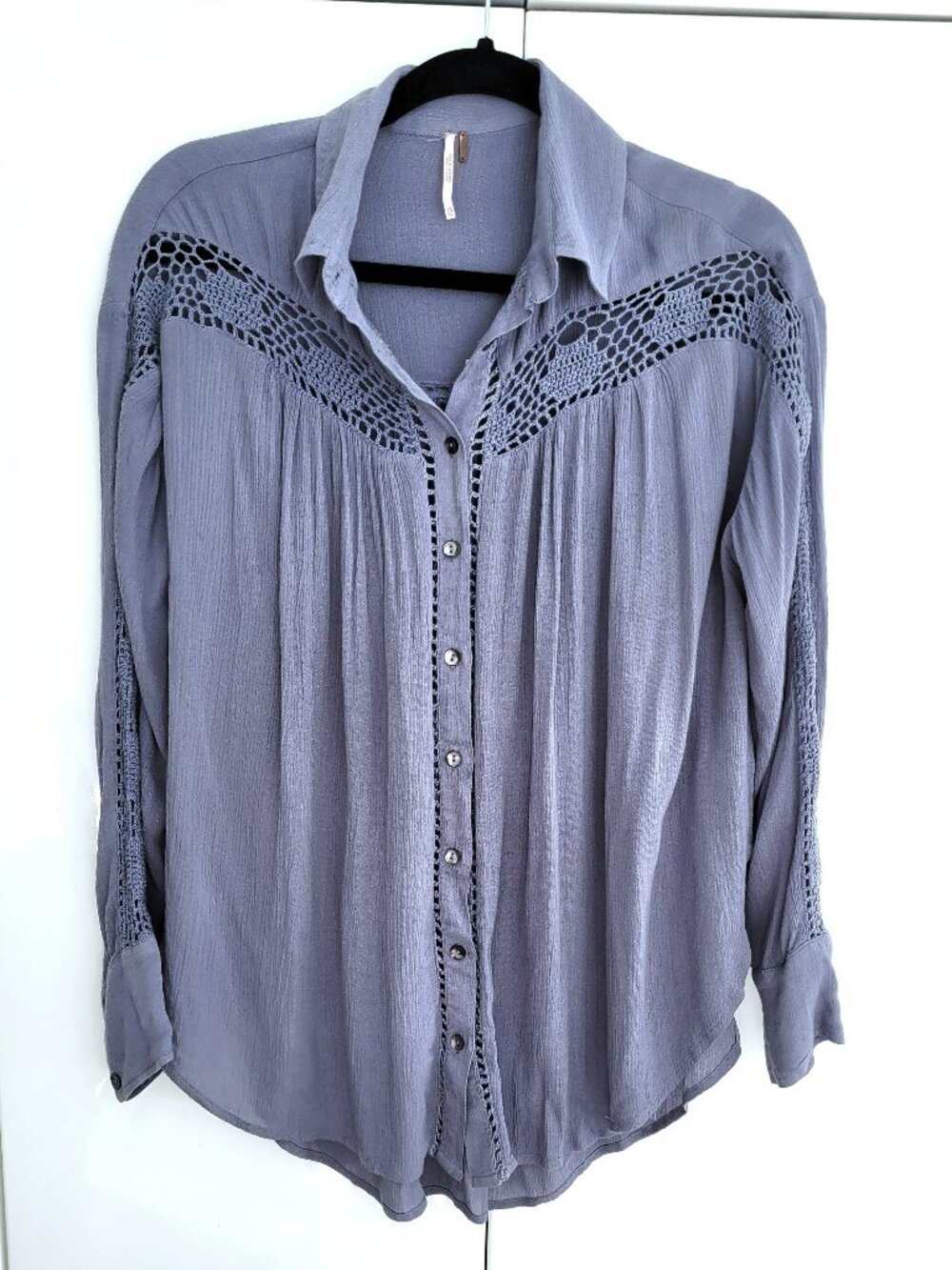 Free People Katie Bird Buttondown Blouse Blue Size XS - Picture 2 of 8
